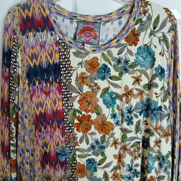 Johnny Was Floral and Geometric Mixed Print Women's Top Sz 1X - Picture 2 of 7